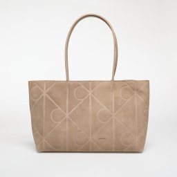 Чанта Calvin Klein Emblem Aop Embossed Suede Tote Beige Universal