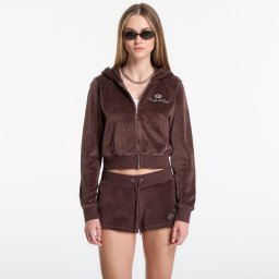 Суитшърт Sporty & Rich Juicy Script Velour Zip Hoodie Chocolate M