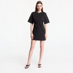 Облекло Calvin Klein Jeans Ss Logo Rib Interlock T-Shirt Dress Black M