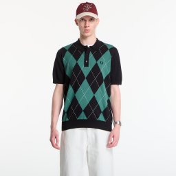 Тениска Fred Perry Argyle Knitted Shirt Black M