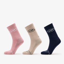 Чорапи Footshop Basic Crew Socks 3-Pack Navy/ Acru/ Pink 39-42