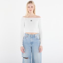 Тениска adidas Essentials Rib Off Shoulder Long-Sleeve Top T-Shirt White XL