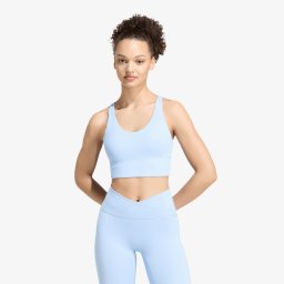 Сутиени adidas 3 Stripes Studio All Me Light Support Bra Glow Blue XL