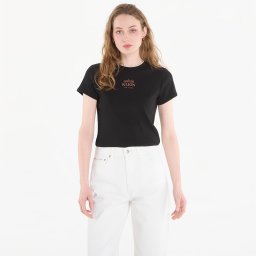 Тениска Calvin Klein Jeans Ss 2X2 Baby Rib Logo Baby Tee Black S