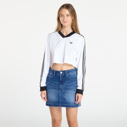 Тениска adidas Adicolor Football Jacquard Crop Long-Sleeve Top White XS