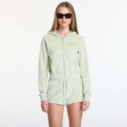 Суитшърт Sporty & Rich Juicy Script Velour Zip Hoodie Sage L