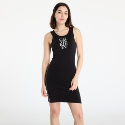 Облекло Calvin Klein Jeans Sl Cotton 1X1 Rib Dress Black S