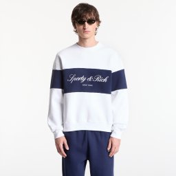 Суитшърт Sporty & Rich Signature Logo Block Crewneck UNISEX White/ Dark Navy L