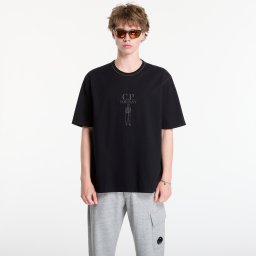 Тениска C.P. Company Mercerized Jersey 30/2 Twisted Short Sleeve Logo T-Shirt Black XXL