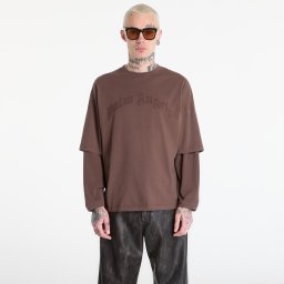 Тениска Palm Angels Curved Logo Double Tee L/S UNISEX Brown/ Brown L
