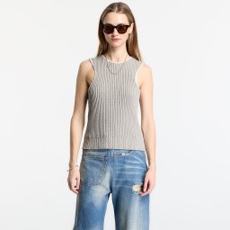 MM6 Ribbed Knit Sleeveless Top Grey M