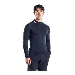 Тениска Under Armour Hg Armour Comp Mock LS Black/ White M