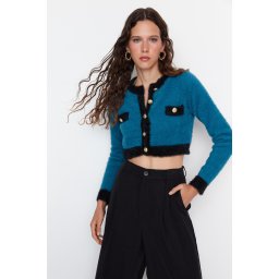 Trendyol Blue Super Crop купчина трикотаж жилетка