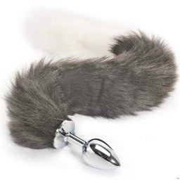 Метален Butt Plug с опашка "GRAY FOX TAIL" 44 см. размер - S