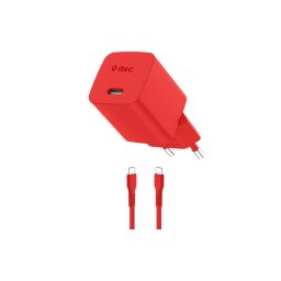 Зарядно 220V ttec SmartCharger GAN 20W PD Travel Fast Charger + USB-C - USB-C Cable 120cm - Червено