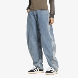 Панталони adidas High Rise Barrel Leg Denim Jeans Worn Blue Denim 29/30