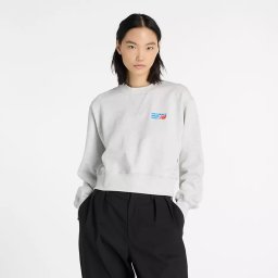 Суитшърт New Balance Athletics Premium Logo Relaxed Crop Crew Ash Heather XXL
