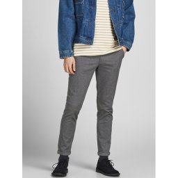 Jack & Jones Чино панталони Marco 12206198 Сив Slim Fit
