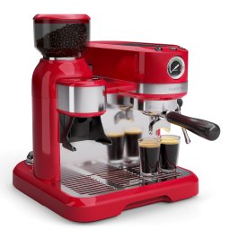 Klarstein Bella Café Кафемашина, Винтидж, мелачка, 19 bar, Разпенител за мляко, измервател на налягане, 1150 W (TK57-BellaCafePressR)