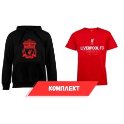 Liverpool FC Суичър черен + Liverpool Тениска червена