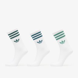 Чорапи adidas 3 Stripes Crew Socks 3 Pairs White/ Rich Green/ Collegiate Green XL