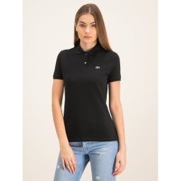 Lacoste Тениска с яка и копчета PF7839 Черен Classic Fit