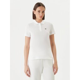 Lacoste Тениска с яка и копчета PF7839 Бял Classic Fit
