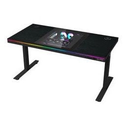 Гейминг бюро Lorgar Desk Elite 90 Series DE90W, 1405 x 1165 x 705 mm, шаси за компютърна конфигурация, RGB подсветка, черно