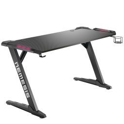 Компютърно бюро Nitro Concepts Nemesis Pro Led, 1400 x 600 x 750 mm, поставка за слушалки и напитка, нивелиращи крачета, два кабелни отвора, LED осветление, черно