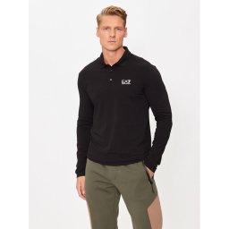 EA7 Emporio Armani Тениска с яка и копчета 8NPF15 PJVQZ 1200 Черен Regular Fit