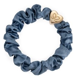 By Eloise London Gold Heart Silk Scrunchie цвят Faded Denim