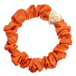 By Eloise London Gold Heart Silk Scrunchie цвят Orange Peel