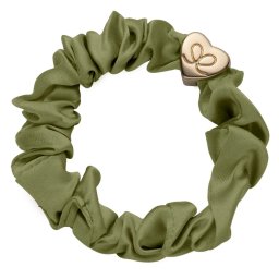 By Eloise London Gold Heart Silk Scrunchie цвят Olive Green
