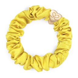 By Eloise London Gold Heart Silk Scrunchie цвят Mellow Yellow