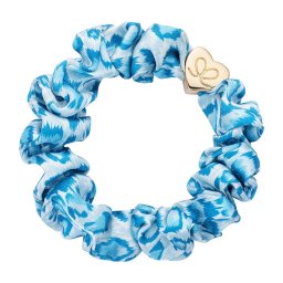 By Eloise London Gold Heart Silk Scrunchie цвят Blue Leopard