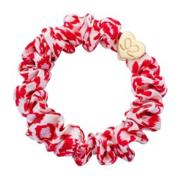 By Eloise London Gold Heart Silk Scrunchie цвят Red Leopard