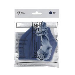 NEQI Kids Community Face Coverings 6-10 Years Blue Предпазнa маскa за деца 3 бр
