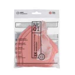 NEQI Adult Community Face Coverings S-M Pink Предпазнa маскa 3 бр
