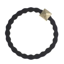 By Eloise London Gold Pyramid Stud Black