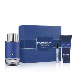 Montblanc Explorer Ultra Blue комплект за мъже Eau de Parfum 100 ml + Парфюмна вода миниатюра 7,5 ml опция Синя опаковка със синя линия