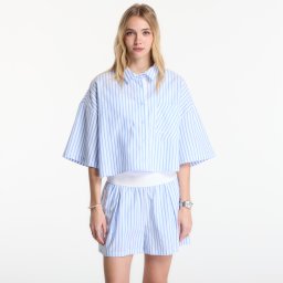 Риза Nike Sportswear Chill Poplin Women's Oversized Short-Sleeve Top Lt Photo Blue/ Hydrogen Blue/ Summit White S