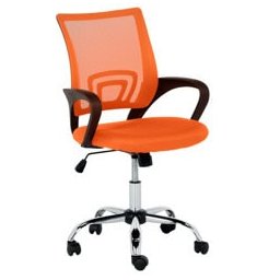 Работен офис стол Carmen 7050-1 LUX, до 110кг, мрежа, хромирана база, Tilt tension механизъм, подлакътници, оранжев