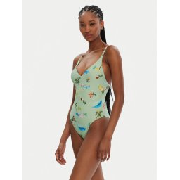 Seafolly Бански костюм Isla Palm 11071-216 Зелен