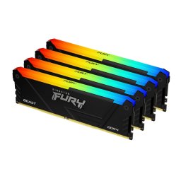 Памет 64GB (4x16GB) DDR4 3200MT/s, Kingston Fury Beast Black RGB, KF432C16BB12AK4/64, 1.2V