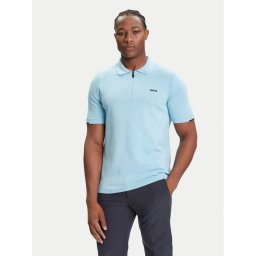 BOSS Тениска с яка и копчета K_Ever-X PS 50541961 Светлосиньо Regular Fit