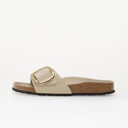 Birkenstock Madrid Big Buckle Natural Leather Patent Women High-Shine Oyster 37