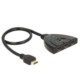 3 портов HDMI суич Delock 18600, 4K, 50 см. кабел, Черен