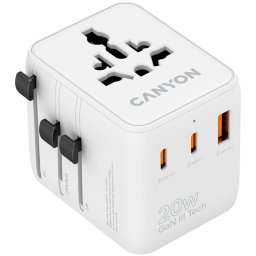 CANYON Travel Adapter OnTour 20 EU/UK/US/AUS 20W White
