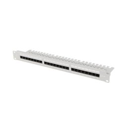 Lanberg patch panel 24 port 1U 19" CAT.6a utp with cable organizer grey