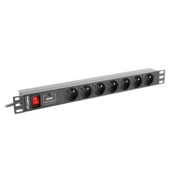 Lanberg power distribution unit (PDU) 19"1U 16A 7 SOCKETS 2M, black